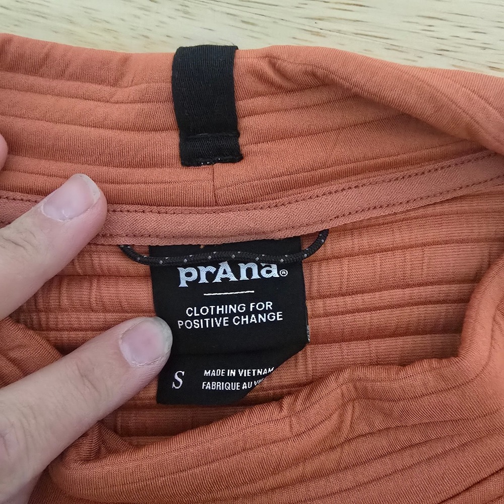 Prana Send Off Quilted Mock Neck Pullover Terracotta Orange Recycled Crop Small - Picture 3 of 7